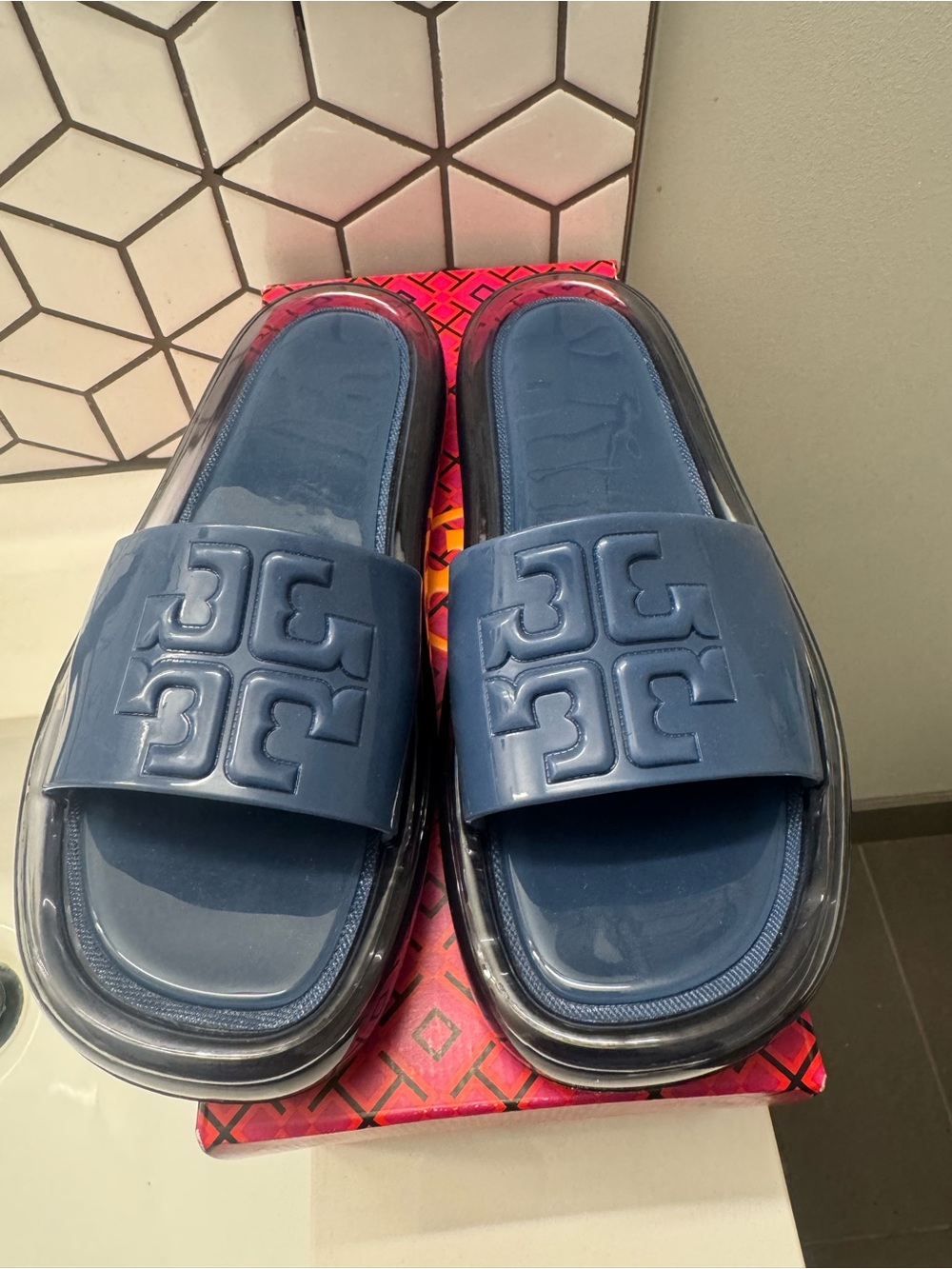 Tory Burch Pink and Red Patterned Shoe Box - Picture 1 of 4